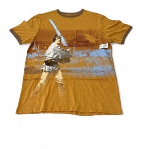 NWT Disney Star Wars Luke Skywalker Shirt Mens M Yellow Brown Walt Disney World